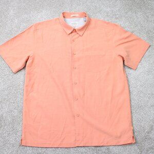 Quiksilver Waterman Shirt Mens Large Orange Comfort Fit Short‎ Sleeve Modal/Poly